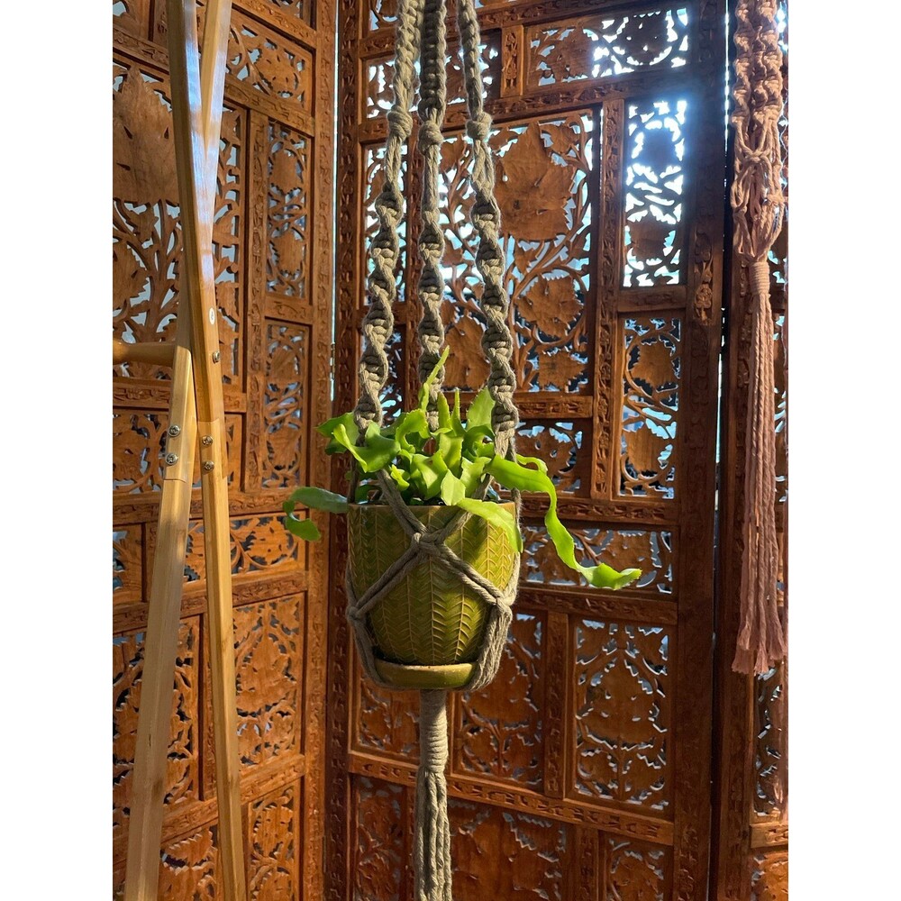 light brown/ taupe Macrame plant hanger
